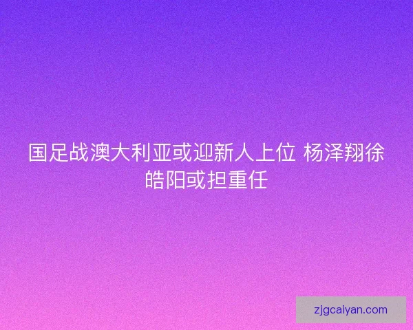 国足战澳大利亚或迎新人上位 杨泽翔徐皓阳或担重任