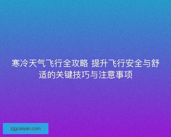寒冷天气飞行全攻略 提升飞行安全与舒适的关键技巧与注意事项