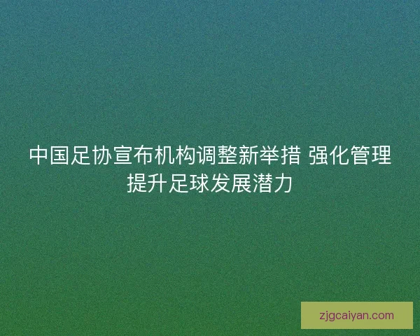 中国足协宣布机构调整新举措 强化管理提升足球发展潜力 中国足协宣布机构调整新举措 强化管理提升足球发展潜力